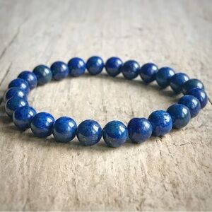 Men's Lapis Lazuli Beaded Gemstone Stretch Bracelet Unisex - 8mm Beads
